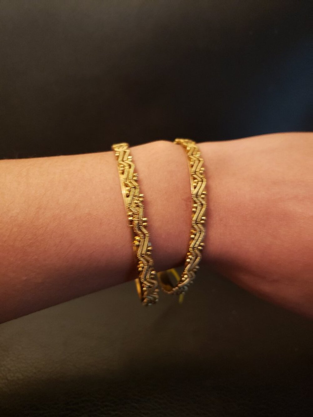 Zig-Zag Wave Gold-Filled Bangle Bracelets